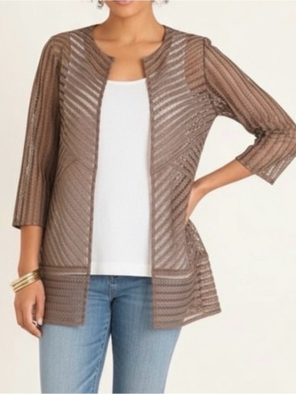 *NEW* CHICO's Travelers Novelty Strip Jacket -Size 4 (US 20/22)